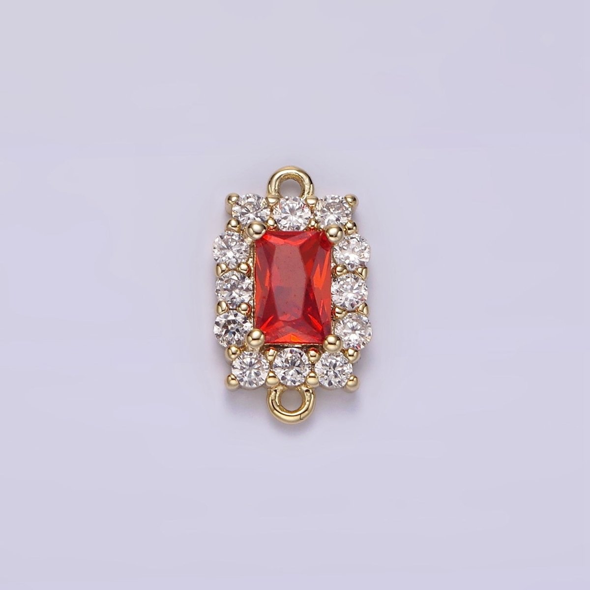 14K Gold Filled 8mm Baguette CZ Micro Paved Birth Month Personalized Connector | G-129 - G-142