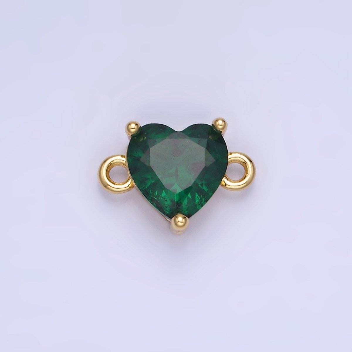 14K Gold Filled 9mm CZ Cubic Zirconia Heart Connector | G324