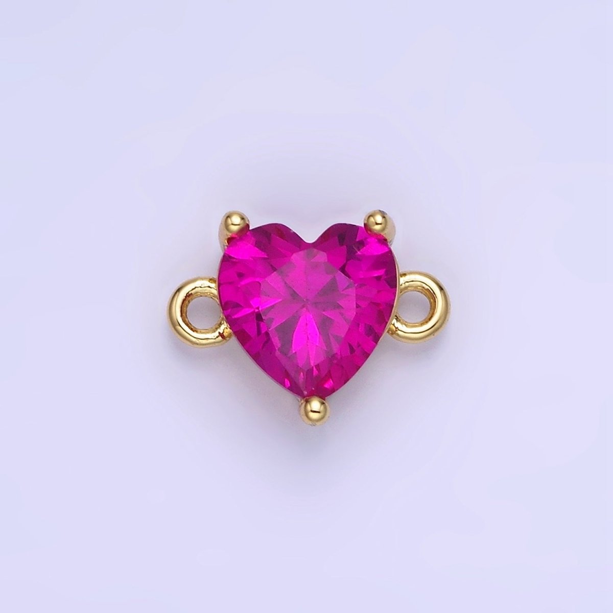 14K Gold Filled 9mm CZ Cubic Zirconia Heart Connector | G324