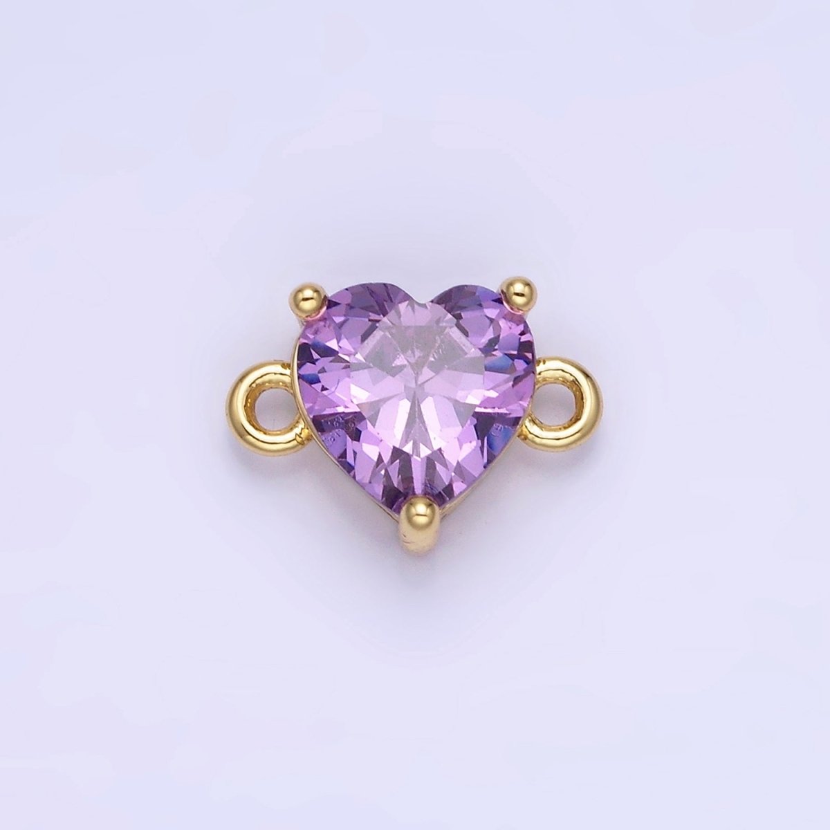 14K Gold Filled 9mm CZ Cubic Zirconia Heart Connector | G324