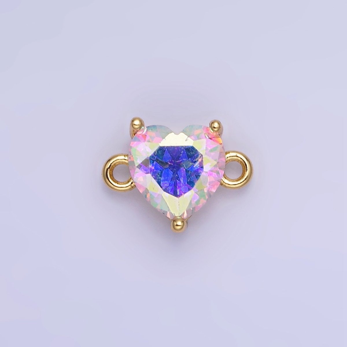 14K Gold Filled 9mm CZ Cubic Zirconia Heart Connector | G324
