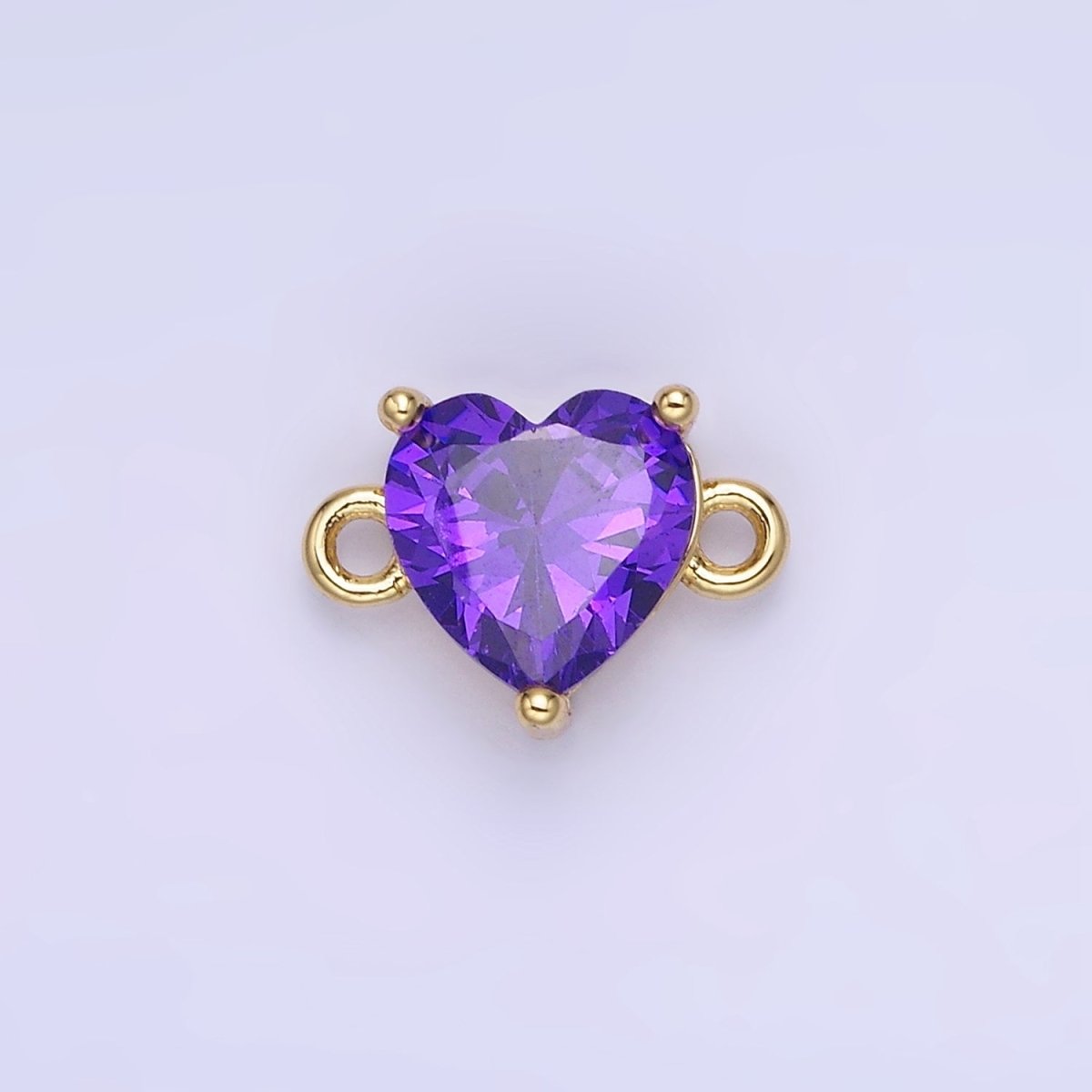 14K Gold Filled 9mm CZ Cubic Zirconia Heart Connector | G324
