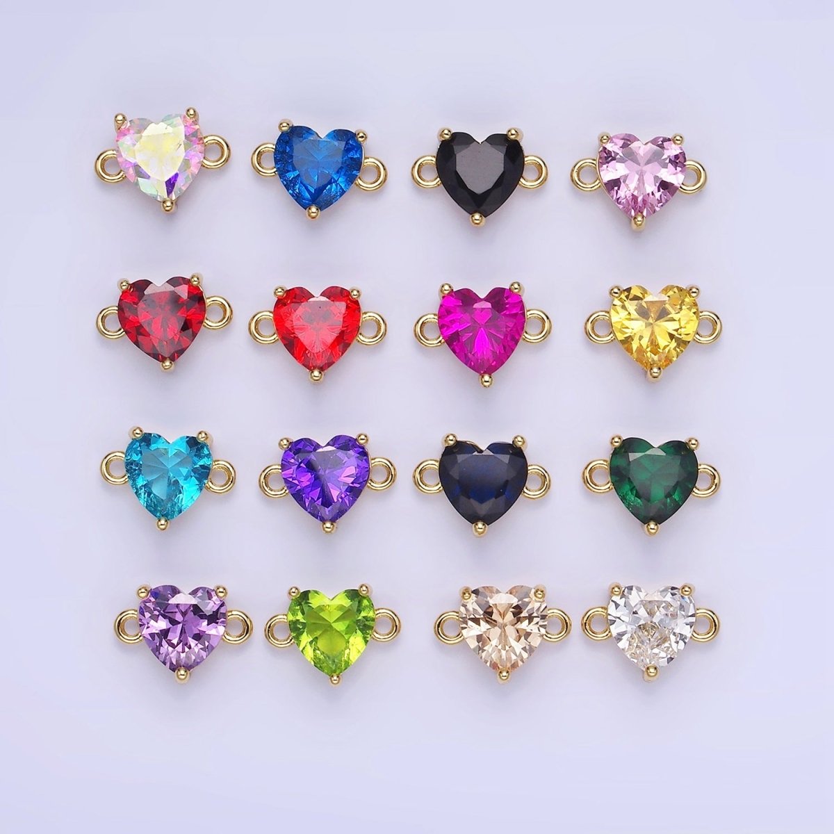 14K Gold Filled 9mm CZ Cubic Zirconia Heart Connector | G324