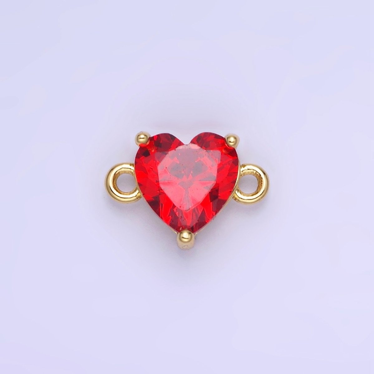14K Gold Filled 9mm CZ Cubic Zirconia Heart Connector | G324