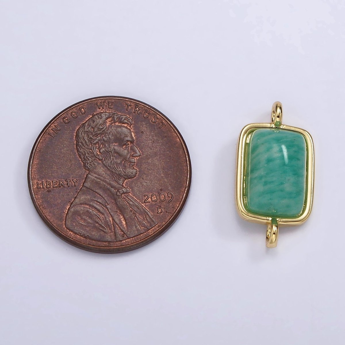 14K Gold Filled Amazonite, Moonstone, Labradorite Rectangular Bezel Connector | G222 - G224