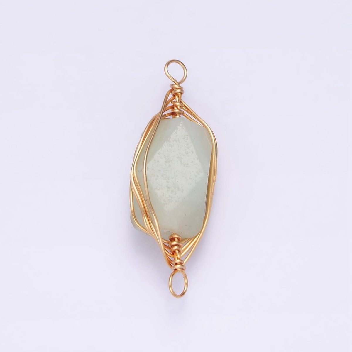 14K Gold Filled Amethyst, Prehnite, Amazonite, Clear Quartz, Rose Quartz Wire Wrapped Connector | G044 - G048