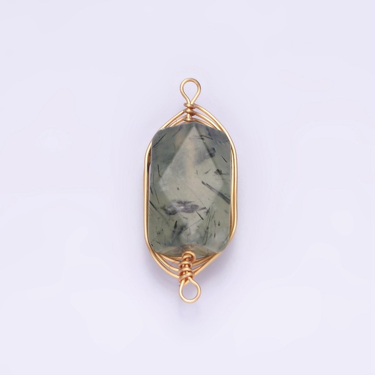 14K Gold Filled Amethyst, Prehnite, Amazonite, Clear Quartz, Rose Quartz Wire Wrapped Connector | G044 - G048