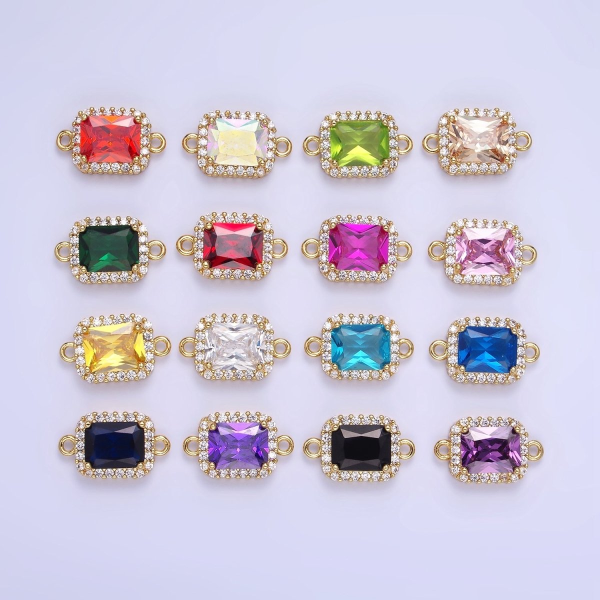 14K Gold Filled Baguette CZ Micro Paved Connector | G364 - G369
