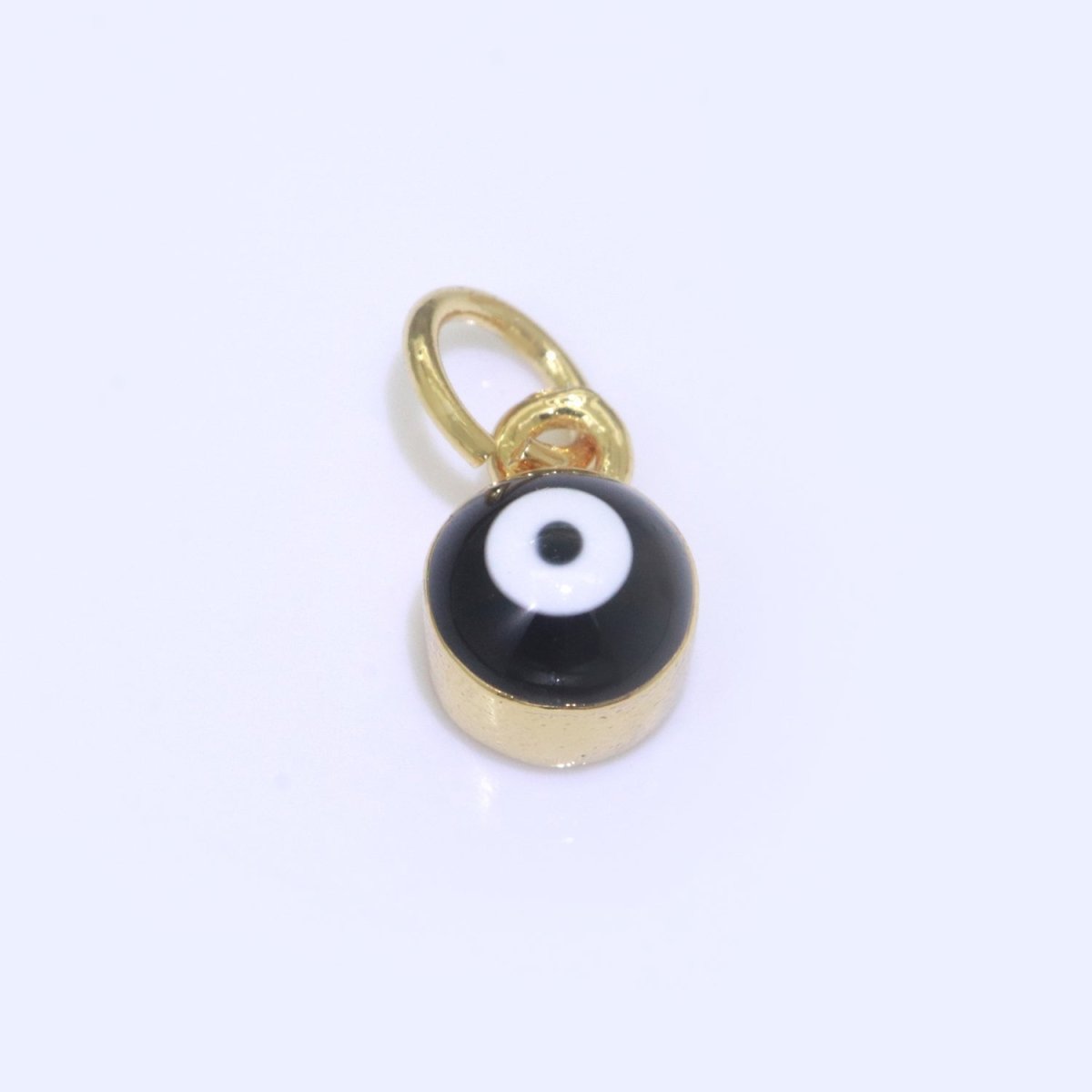 14K Gold Filled Black, Blue, Dark Blue, Green, Pink, Purple, Red, Teal, White, Yellow 5mm Evil Eye Mini Round Add-On Charm | M-565 - M-574