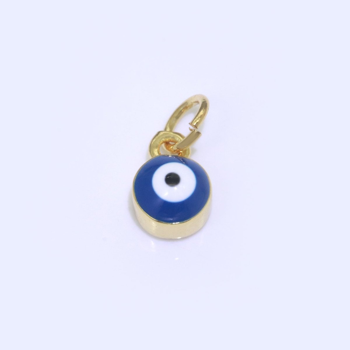 14K Gold Filled Black, Blue, Dark Blue, Green, Pink, Purple, Red, Teal, White, Yellow 5mm Evil Eye Mini Round Add-On Charm | M-565 - M-574