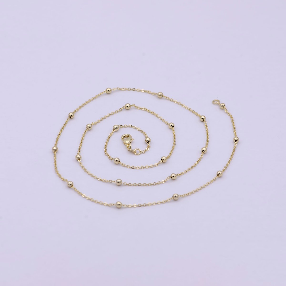 14K Gold Filled Chain, 3mm Bead Width, 24 Inch Layering Beaded Satellite Cable Necklace | WA-616 Clearance Pricing