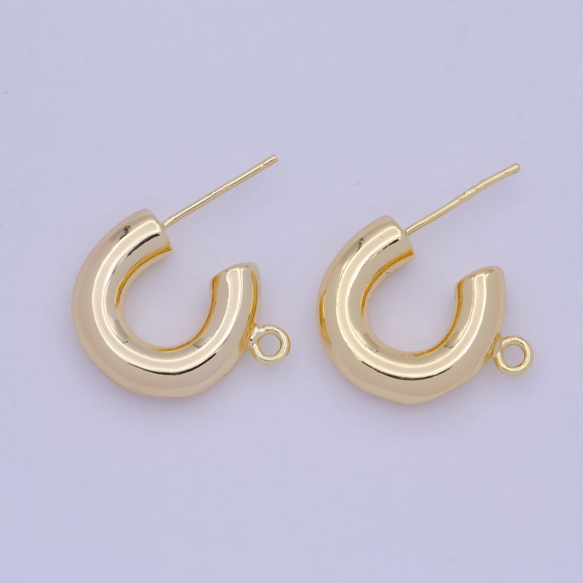 14K Gold Filled Chubby C-Shaped Hoop Open Loop Earrings Making Supply L-732