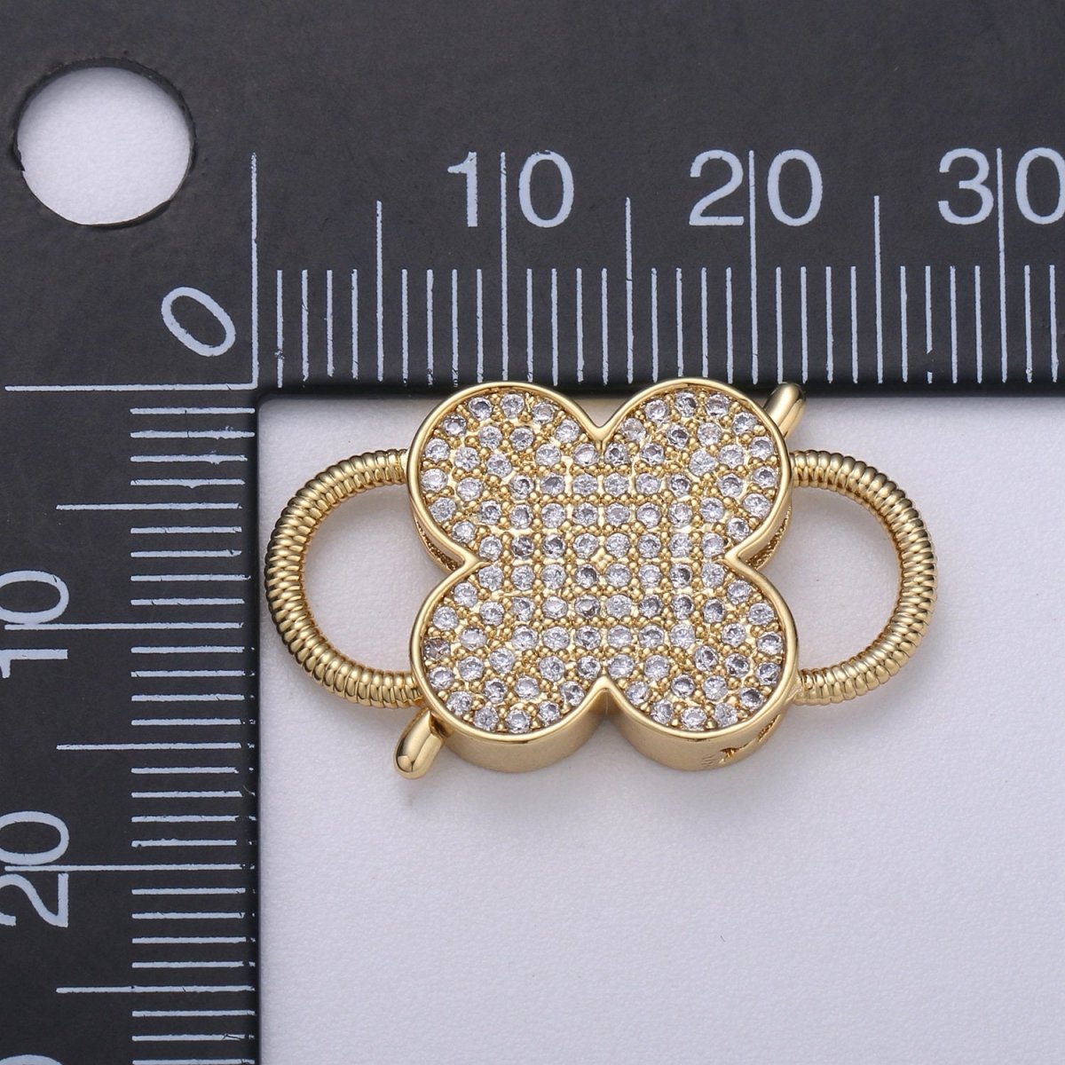 14k Gold Filled Clasp clicker Clover Clasp, 16x27mm, Flower Clover double Clicker ends, Bracelet Necklace Clicker Connector K-911