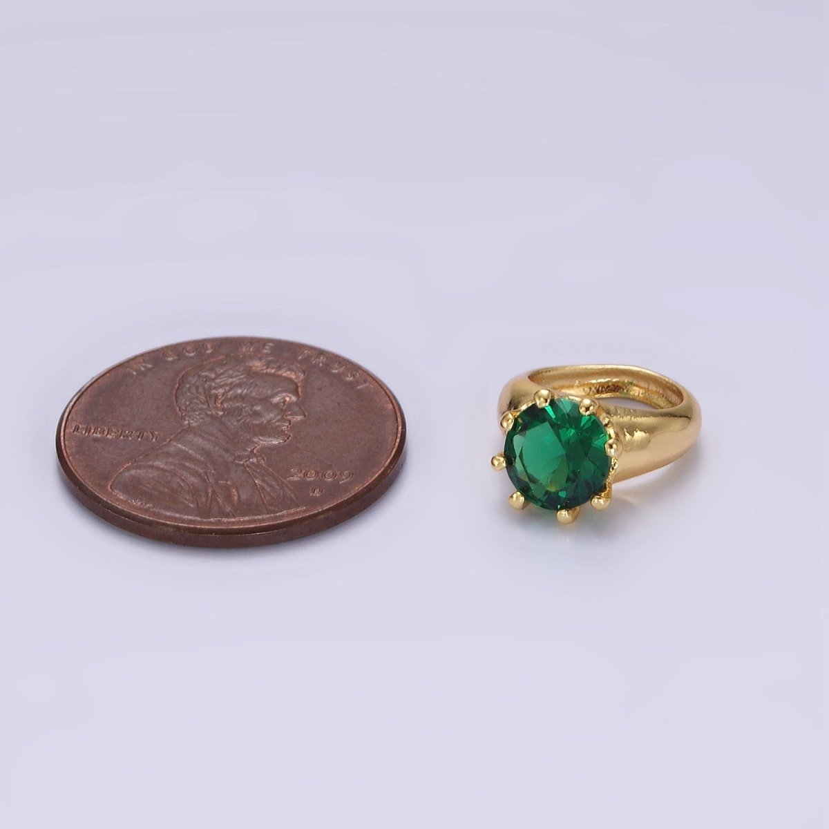 14K Gold Filled Clear, Green CZ Dotted Signet Mini Ring Charm | Z579 Z580