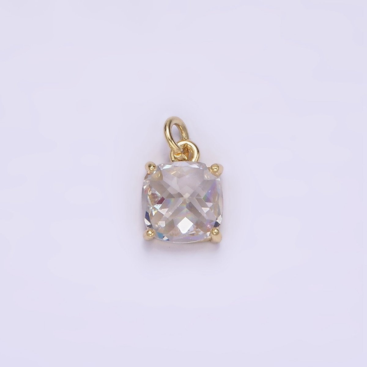14K Gold Filled Clear, Orange, Pink, Fuchsia, Red Rounded Square CZ Add-On Charm | AG319 - AG323