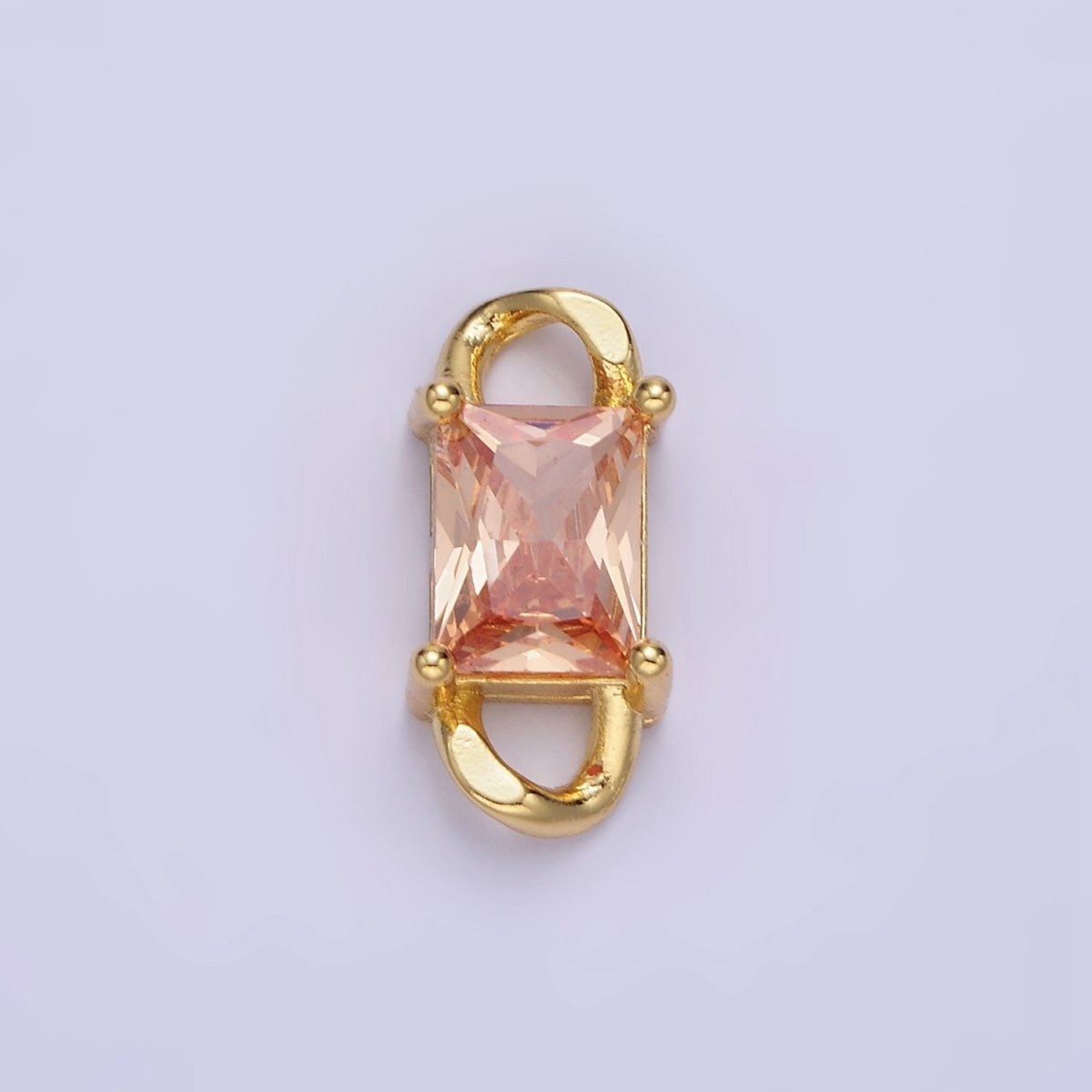 14K Gold Filled CZ Baguette Birthstone Curb Link Personalized Connector | G274 - G279
