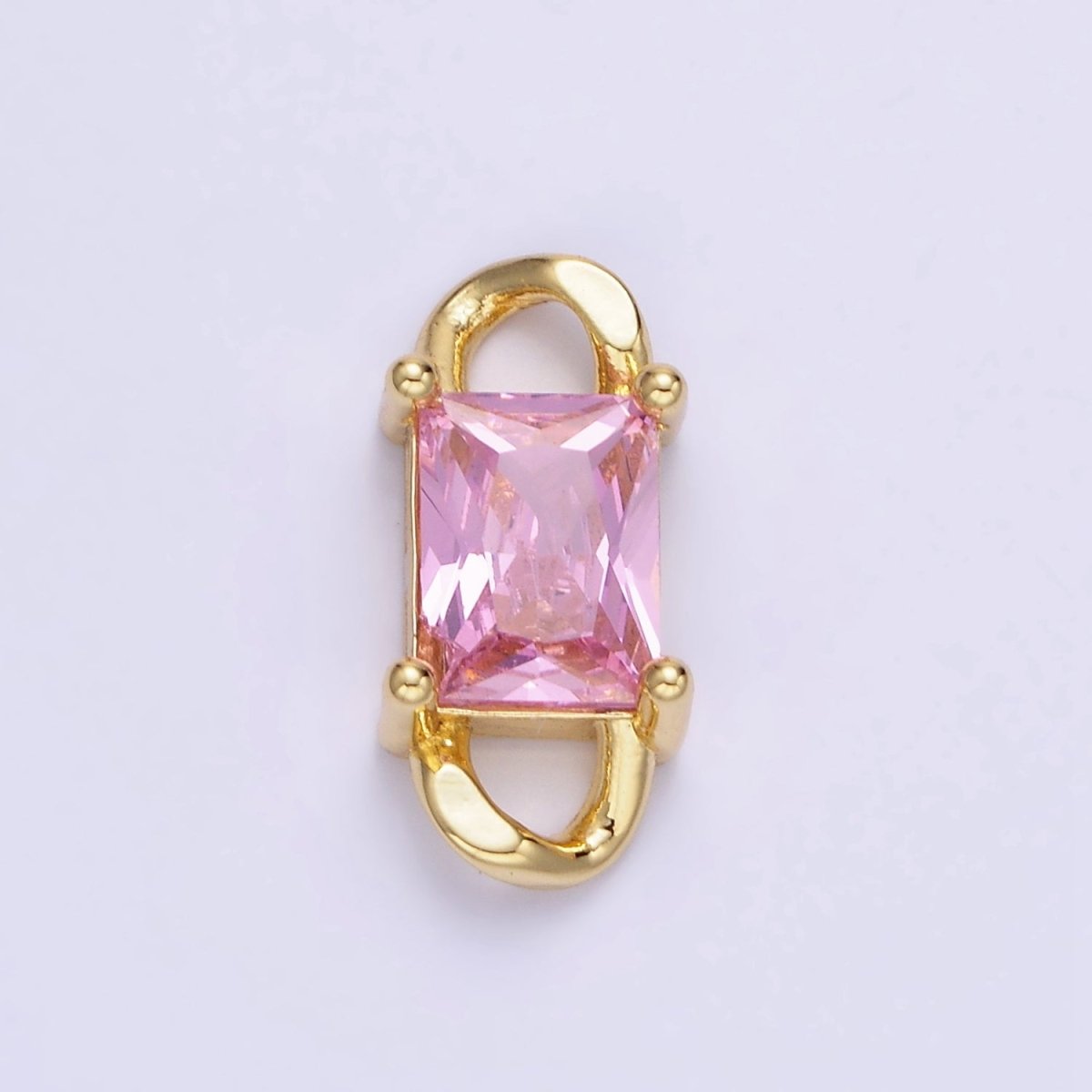 14K Gold Filled CZ Baguette Birthstone Curb Link Personalized Connector | G274 - G279