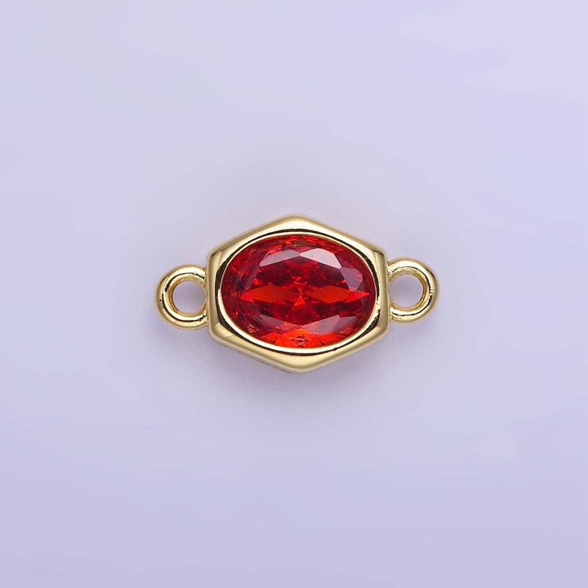 14K Gold Filled CZ Round Hexagonal Edged Personalized Connector | G414 - G421