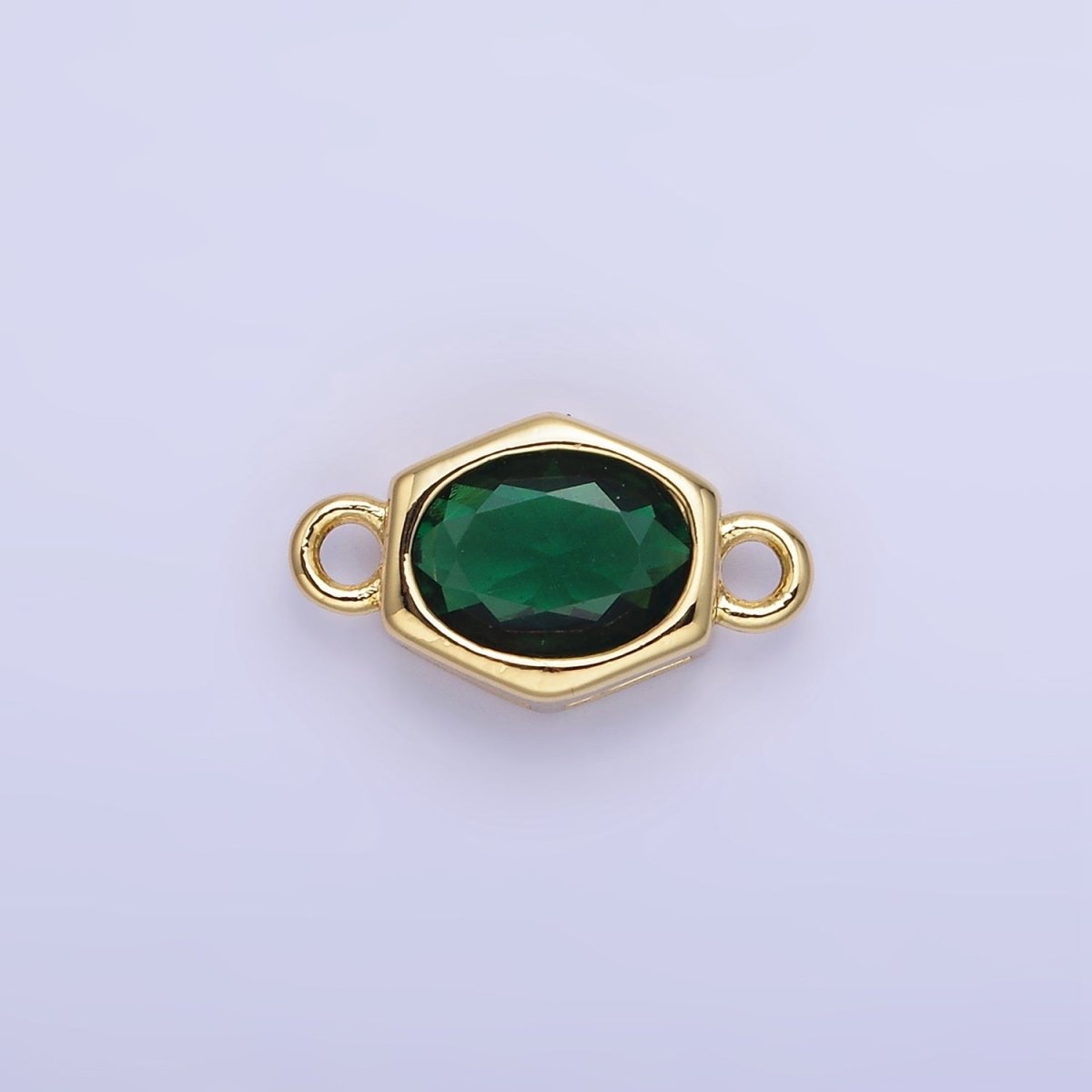 14K Gold Filled CZ Round Hexagonal Edged Personalized Connector | G414 - G421