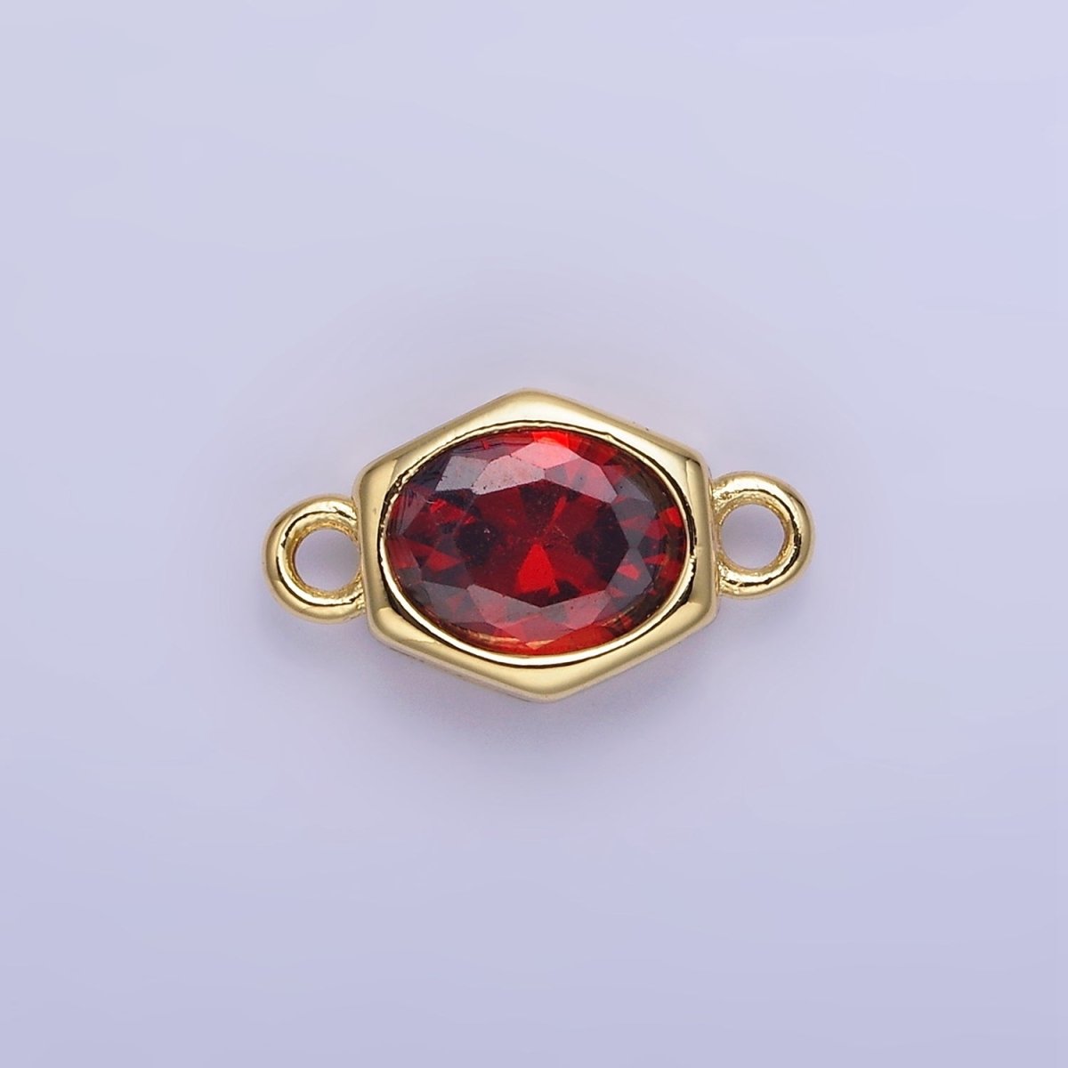 14K Gold Filled CZ Round Hexagonal Edged Personalized Connector | G414 - G421