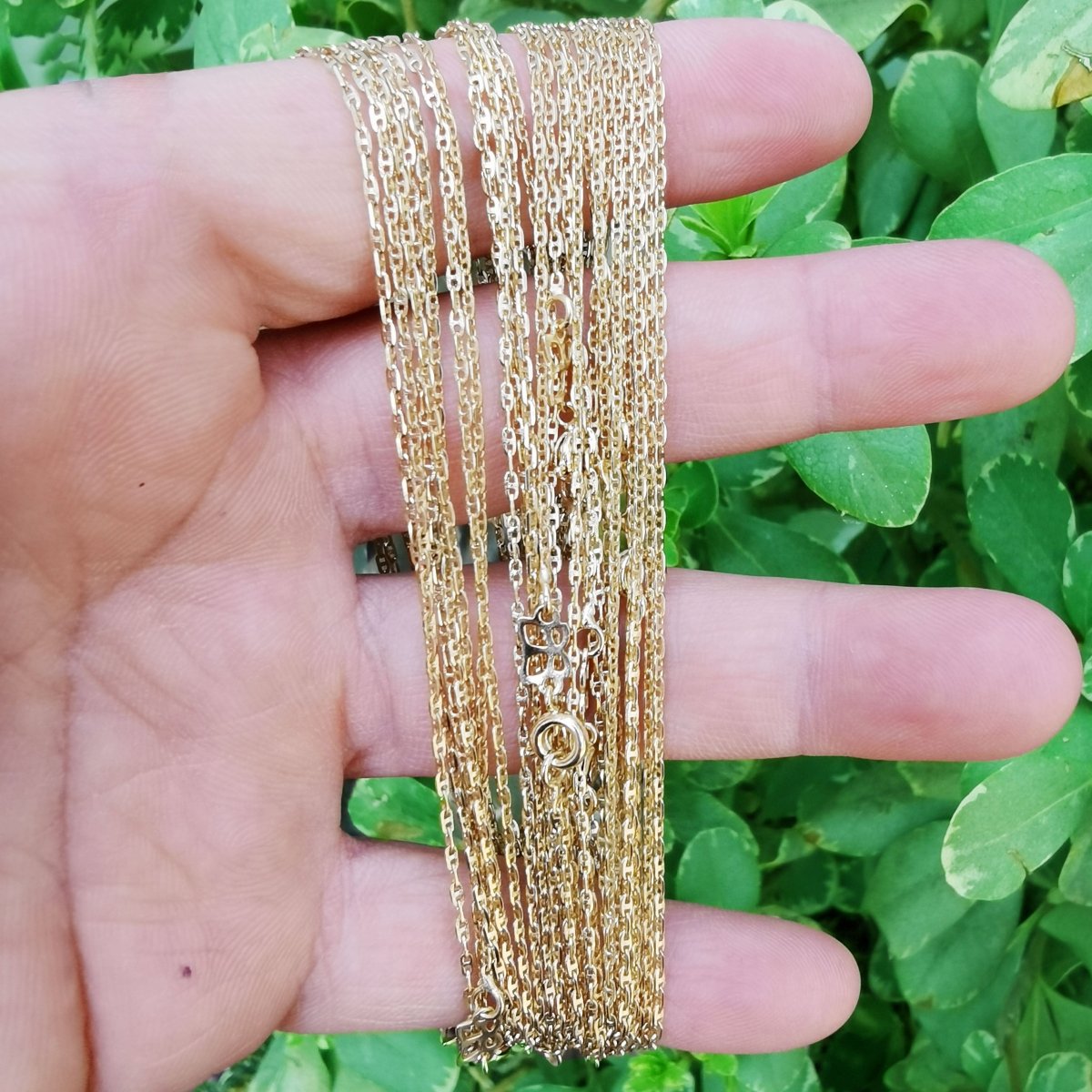 14K Gold Filled Dainty 1mm Anchor Chain Link Layering 18 Inch Necklace | CN-942