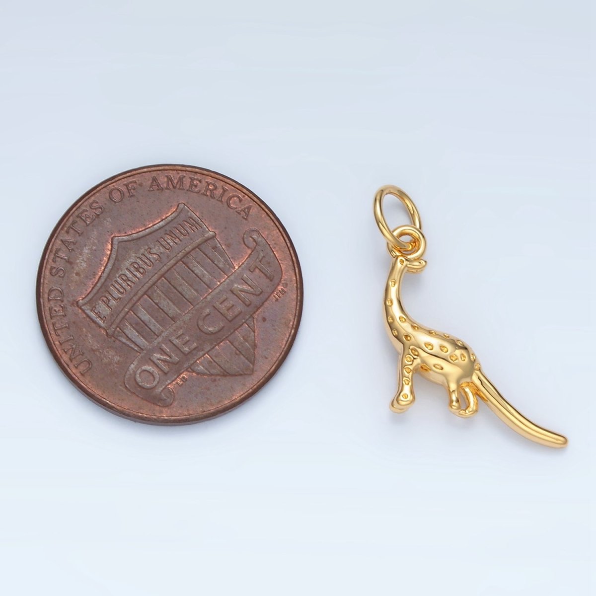 14K Gold Filled Dotted Brachiosaurus Dinosaurs Prehistoric Animal Charm | AG944