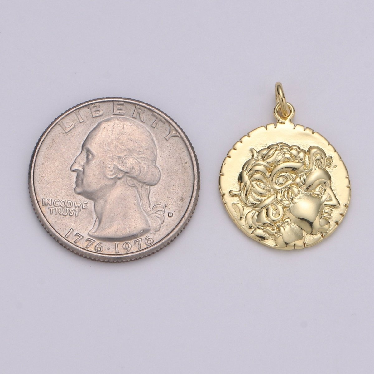 14k Gold Filled Hercules Coin Pendant Ancient Coin Pendant, Greek Warrior Heracles Coin Pendant, Fancy DIY jewelry, Warrior Pendant D-203