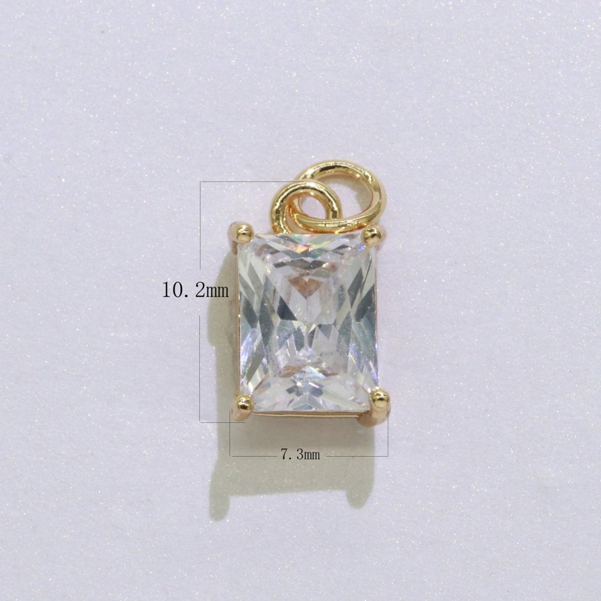 14k Gold Filled Micro Pave CZ Geometric Pendant Charm Emerald Cut Birthstone Add on charm E-881-E-891 C-369