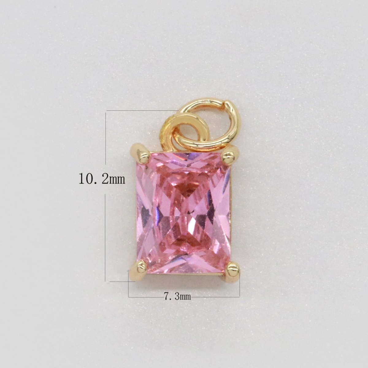 14k Gold Filled Micro Pave CZ Geometric Pendant Charm Emerald Cut Birthstone Add on charm E-881-E-891 C-369