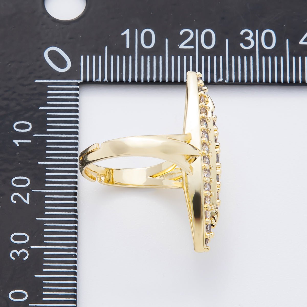14K Gold Filled Micro Paved CZ Marquise Navette Adjustable Ring in Gold & Silver | O543 O783