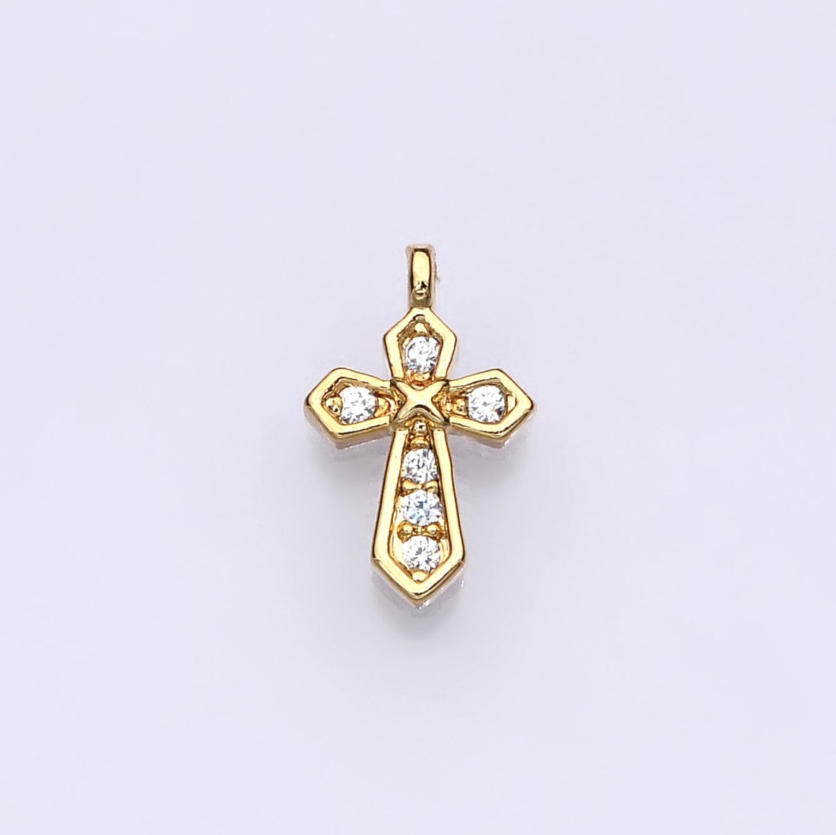 14K Gold Filled Micro Paved CZ Passion Cross Mini Charm | E752