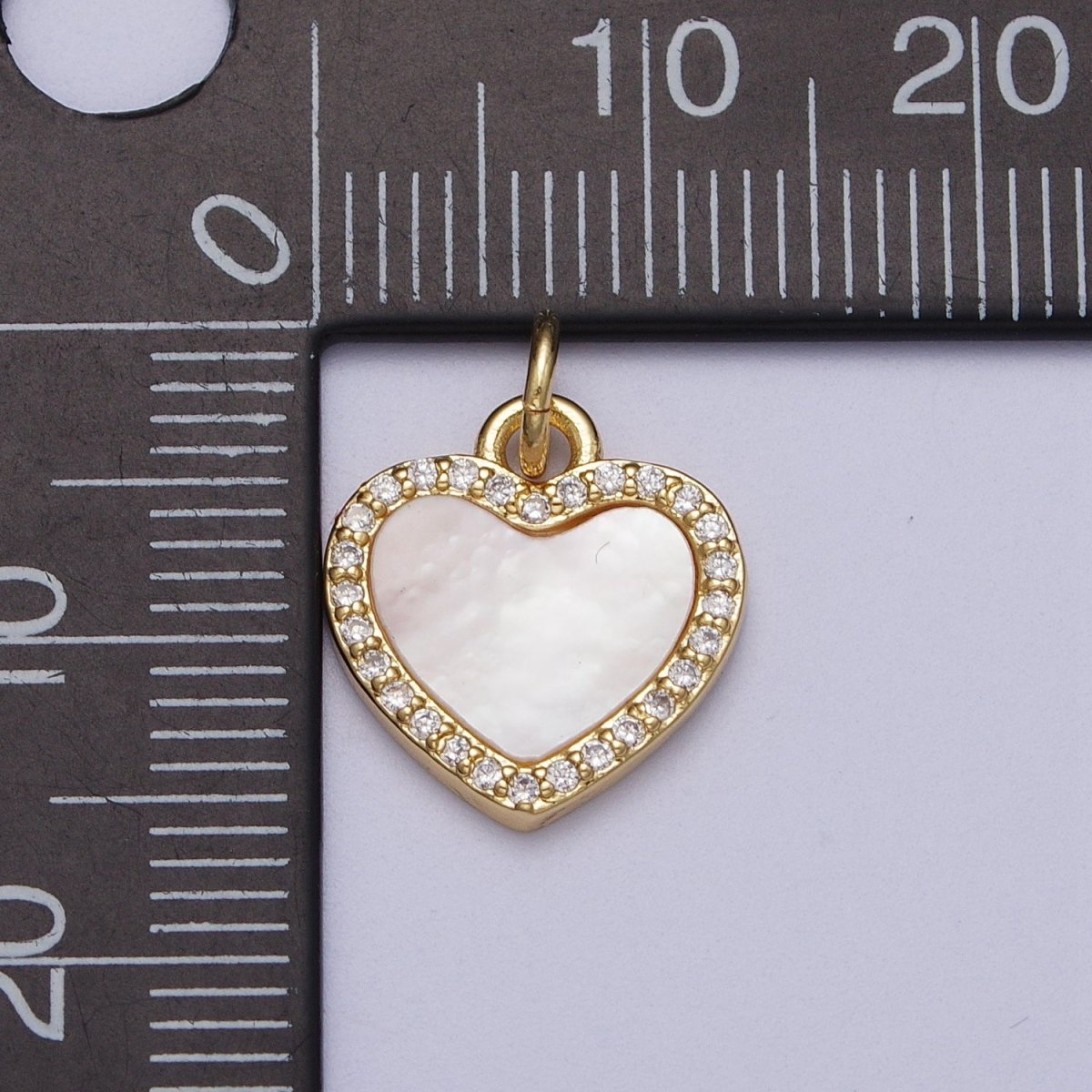 14K Gold Filled Micro Paved Shell Pearl Heart Love Charm E-548 E-552 E-553