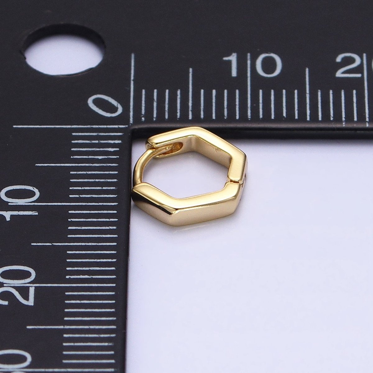 14K Gold Filled Mini Hexagonal 10mm Cartilage Earring Huggie | AB1527