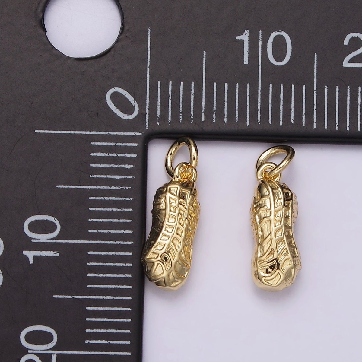 14K Gold Filled Mini Peanut Textured Minimalist Puffed Charm | AG442