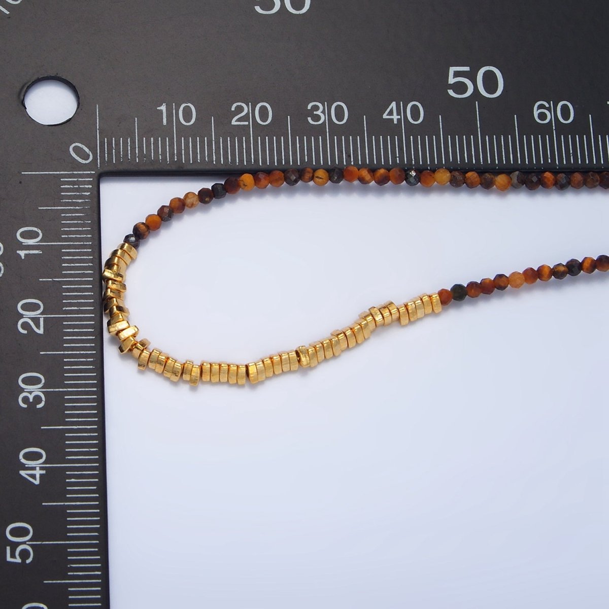 PVD Gold Plated Multifaceted Tiger Eye Gemstone Irregular Bead 16 Inch Necklace | WA-2648