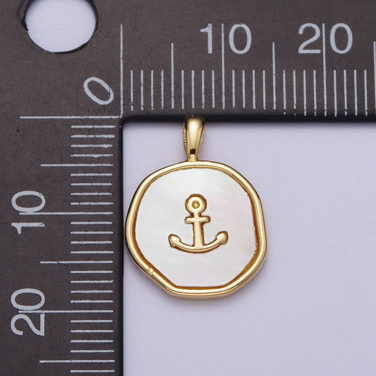 14K Gold Filled Nautical Ship Anchor Shell Pearl Round Pearl I-565