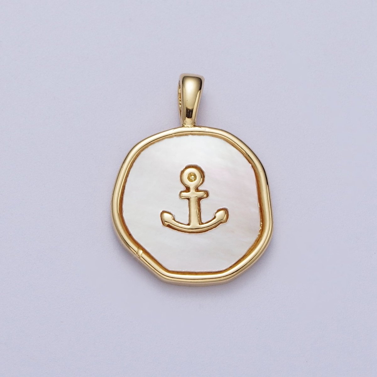 14K Gold Filled Nautical Ship Anchor Shell Pearl Round Pearl I-565