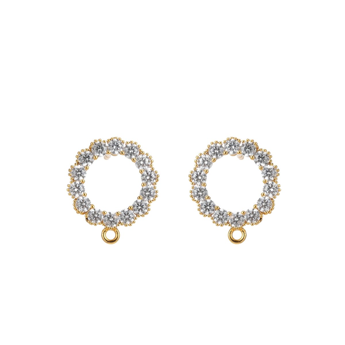 14K Gold Filled Pave CZ Stud Earring with Open Link for Earring Component supply L-324