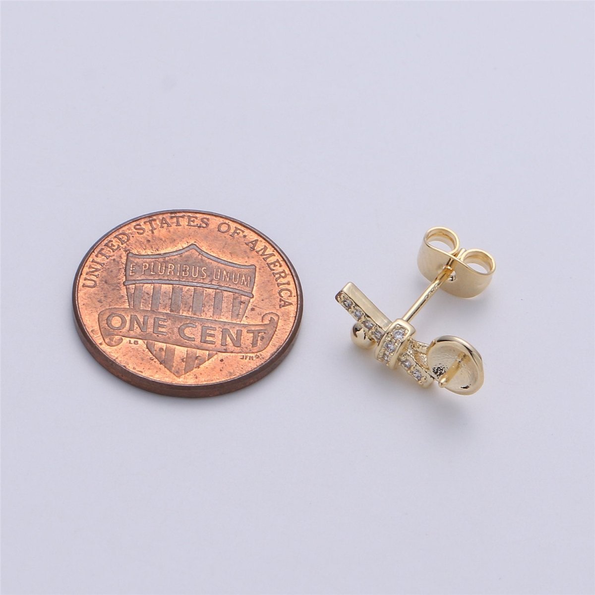 14K Gold Filled Pearl Post Earring Mountings with open ring Earring Backs Included, Earring components K-413