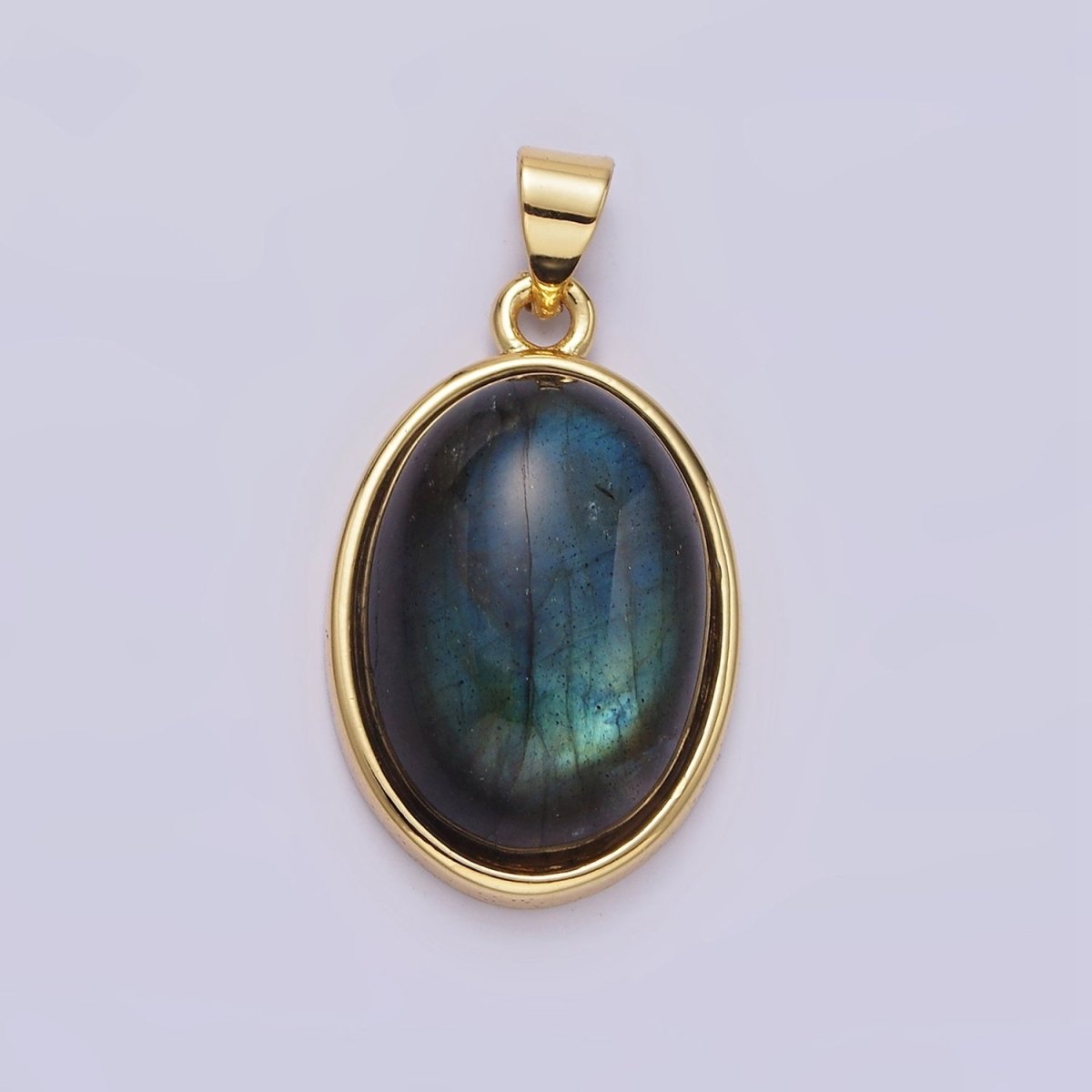 14K Gold Filled Red Carnelian, Labradorite, Amethyst Cabochon Oval Minimalist Pendant | AA-683 AA-684