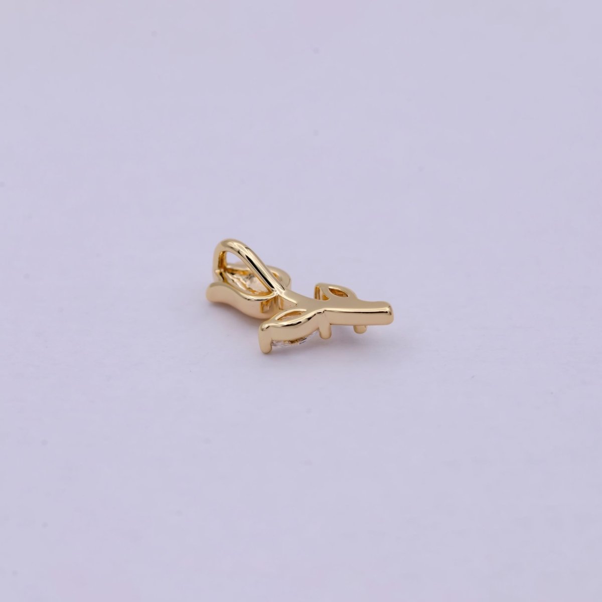 14K Gold Filled Small Rose Flower with Marquise Leaf Charm | C-384
