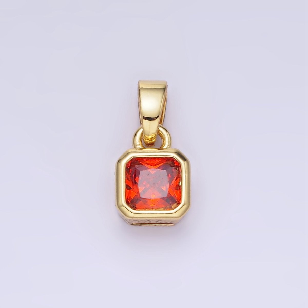 14K Gold Filled Baguette Birthstone CZ Square Edged Bezel Pendant in Gold & Silver | AA1297 - AA1308