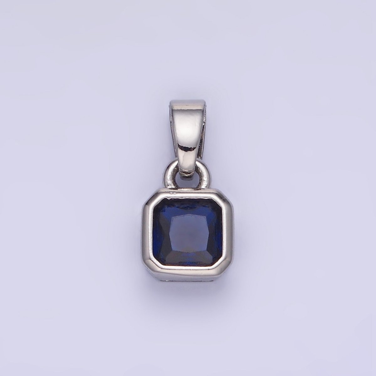 14K Gold Filled Baguette Birthstone CZ Square Edged Bezel Pendant in Gold & Silver | AA1297 - AA1308