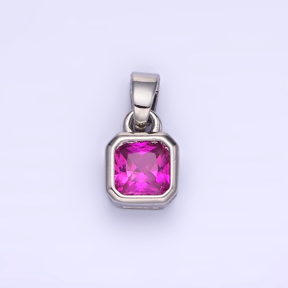 14K Gold Filled Baguette Birthstone CZ Square Edged Bezel Pendant in Gold & Silver | AA1297 - AA1308