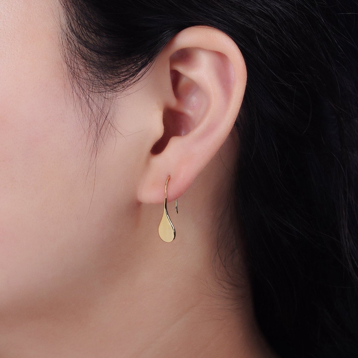 14K Gold Filled Teardrop Minimalist French Hook Earrings | AE-964