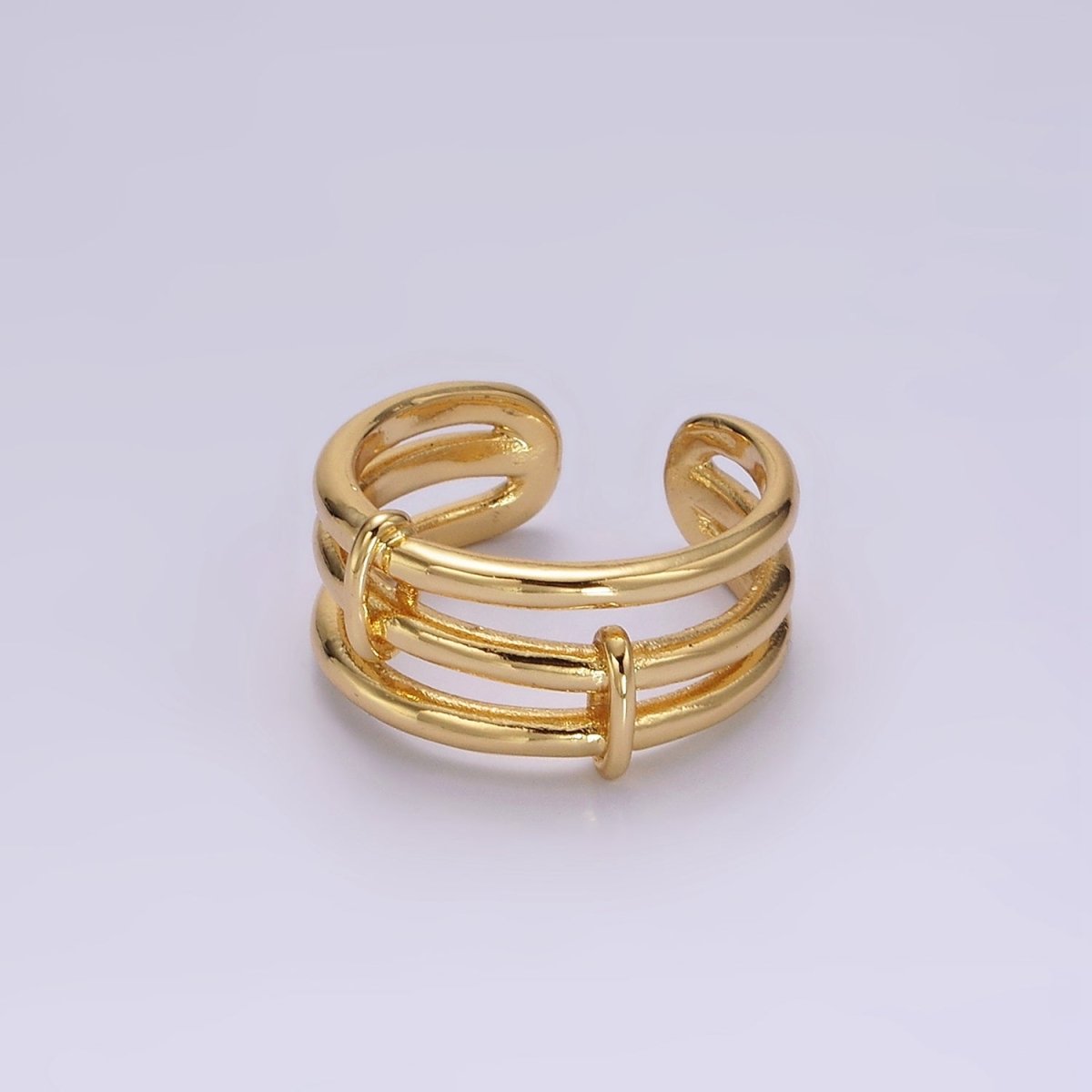 OS 14K Gold Filled Triple Bar Band Tied Minimalist Ring | O1055