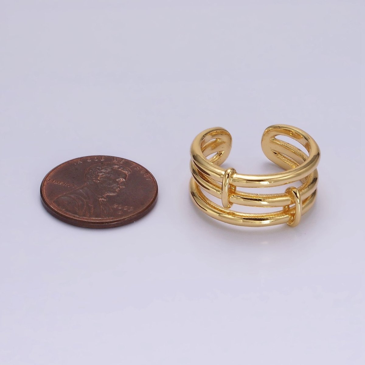OS 14K Gold Filled Triple Bar Band Tied Minimalist Ring | O1055
