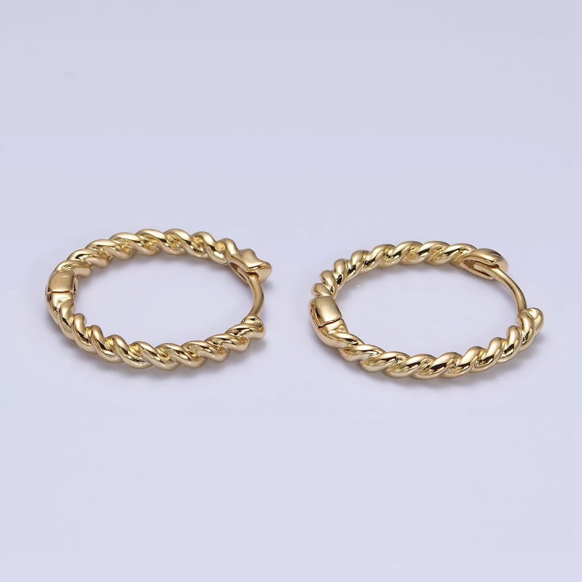 14K Gold Filled Twisted Croissant 20mm Endless Hoop Huggie Earring | AD1420