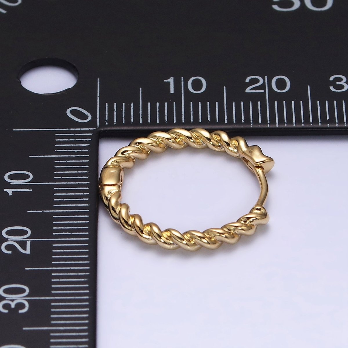 14K Gold Filled Twisted Croissant 20mm Endless Hoop Huggie Earring | AD1420