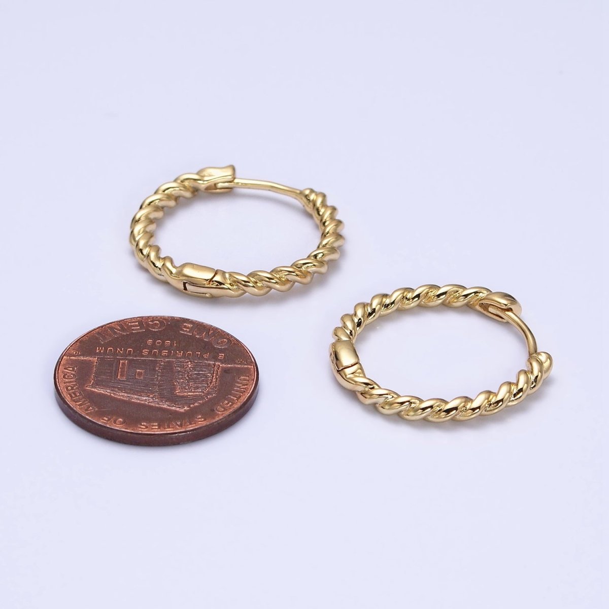 14K Gold Filled Twisted Croissant 20mm Endless Hoop Huggie Earring | AD1420